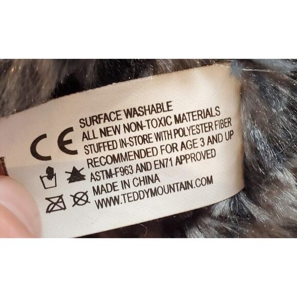 Teddy Mountain Grey Striped Cat Stuffed Animal Plush Toy Embroidered Eyes - Picture 11 of 11